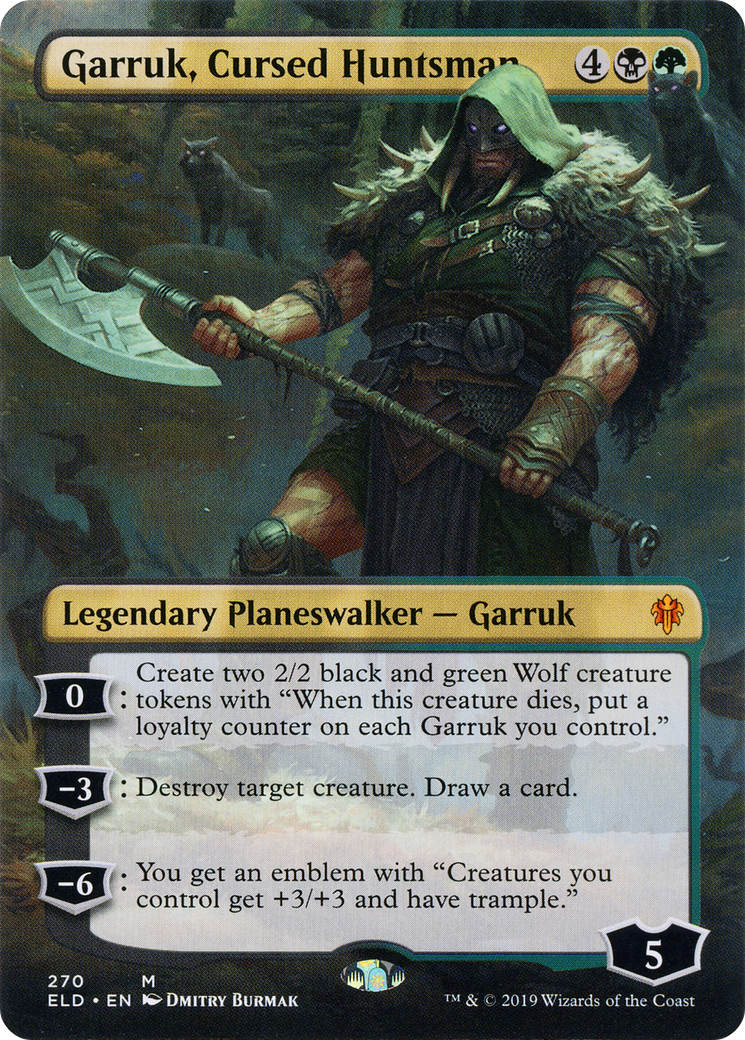 Garruk, Cursed Huntsman (Borderless) (270) Foil - Throne of Eldraine