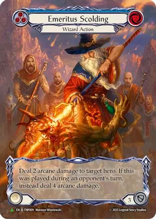 Emeritus Scolding (Blue) (Marvel) (TNP009) Rainbow Foil - Flesh and Blood: Promo Cards