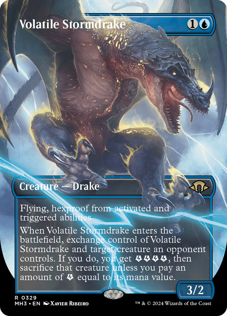 Volatile Stormdrake (Borderless) (329) Foil - Modern Horizons 3