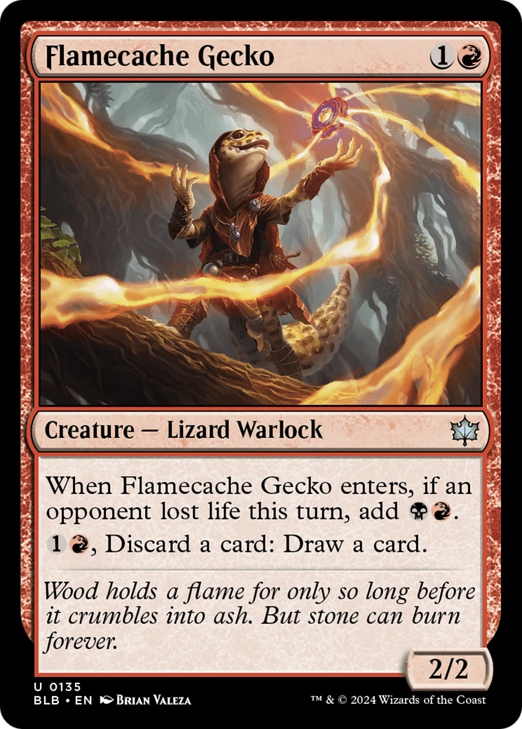 Flamecache Gecko (135) Foil - Bloomburrow