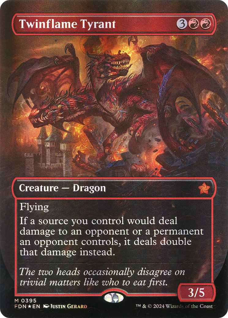 Twinflame Tyrant (Borderless) (Mana Foil) (395) Foil - Foundations