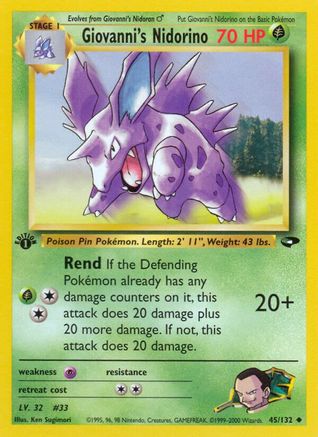 Giovanni's Nidorino (45) (1st Edition) - Gym Challenge