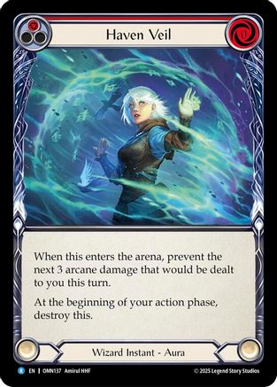 Haven Veil (Red) (OMN137) Rainbow Foil - Omens of the Third Age