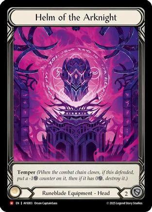 Helm of the Arknight (Extended Art) (AVS003) Cold Foil - Armory Deck: Legends Viserai