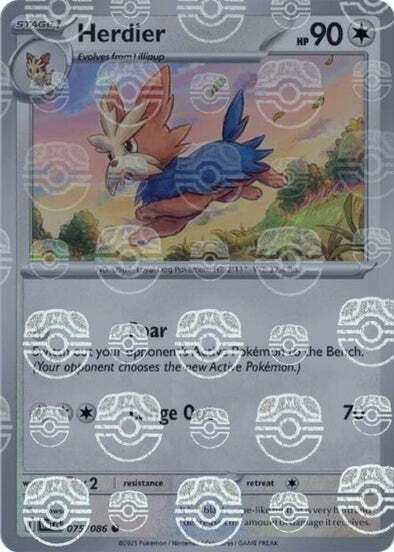Herdier (Master Ball Pattern) (75) Reverse Holofoil - White Flare