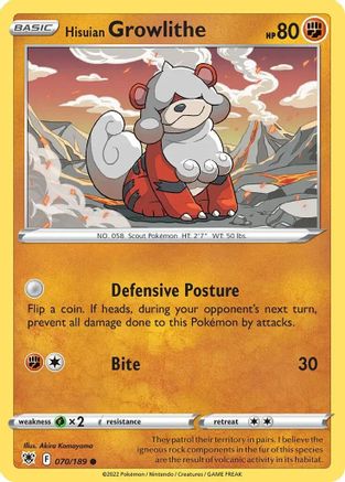 Hisuian Growlithe (Cosmos Holo) (Deck Exclusives) (70) Holofoil - Astral Radiance