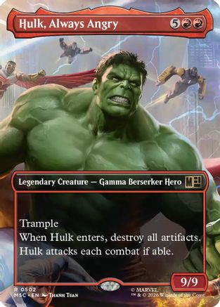 Hulk, Always Angry (Borderless) (502) Foil - Commander: Marvel Super Heroes