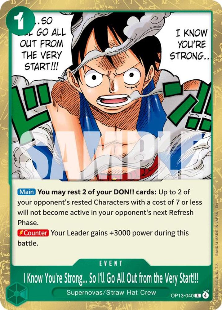 I Know You're Strong... So I'll Go All Out from the Very Start!!! (OP13-040) Foil
