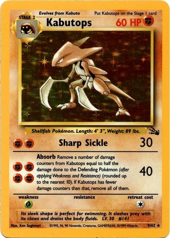 Kabutops (9) (Unlimited) Holofoil - Fossil