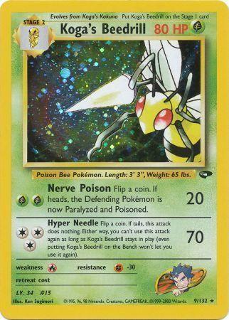Koga's Beedrill (9) (Unlimited) Holofoil - Gym Challenge