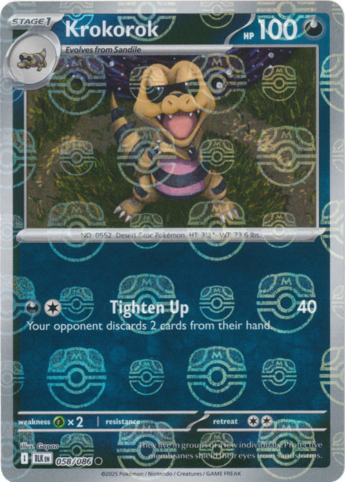 Krokorok (Master Ball Pattern) (58) Reverse Holofoil - Black Bolt