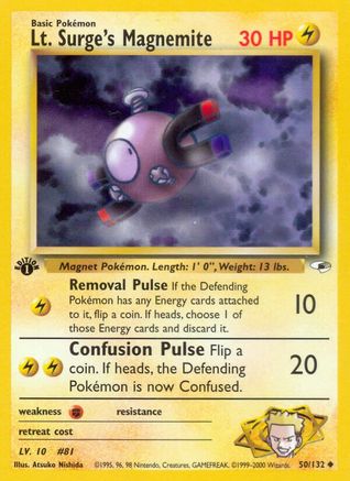 Lt. Surge's Magnemite (50) (1st Edition) - Gym Heroes