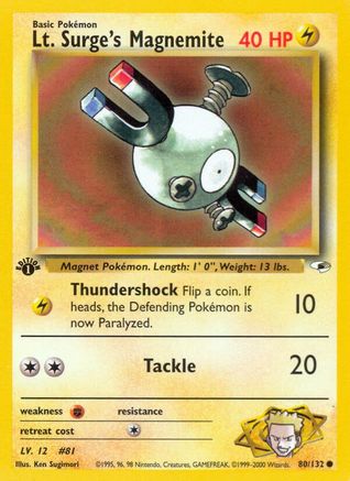 Lt. Surge's Magnemite (80) (1st Edition) - Gym Heroes
