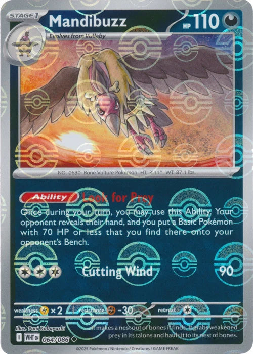 Mandibuzz (Poke Ball Pattern) (64) Reverse Holofoil - White Flare