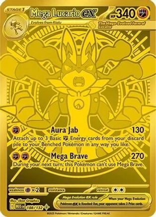 Mega Lucario ex (Gold) (188) Holofoil - Mega Evolution