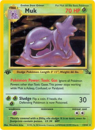Muk (13) (1st Edition) Holofoil - Fossil