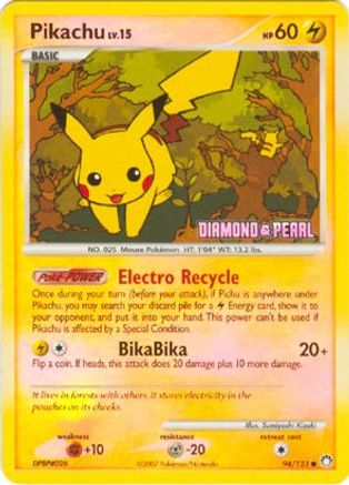 Pikachu (Diamond & Pearl) (94) Reverse Holofoil - Burger King Promos