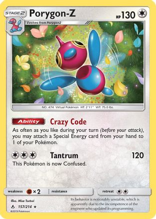 Porygon-Z (157) Reverse Holofoil - Unbroken Bonds