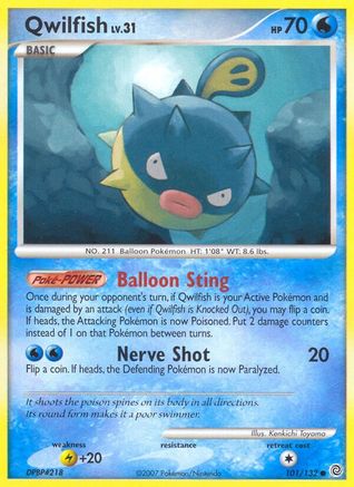 Qwilfish (101) Reverse Holofoil - Secret Wonders
