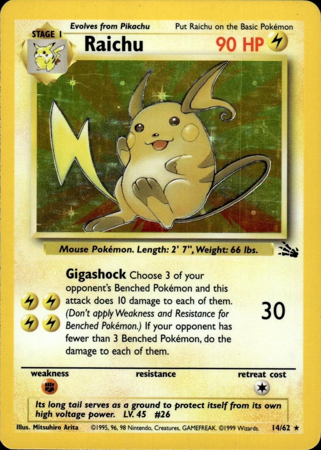 Raichu (14) (Unlimited) Holofoil - Fossil