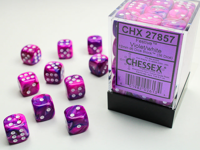 Chessex Festive Violet/White 36d6 12mm