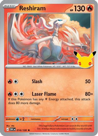 Reshiram (14) Holofoil - 30th Celebration