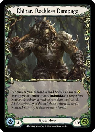 Rhinar, Reckless Rampage (CRU001) (1st Edition) - Crucible of War