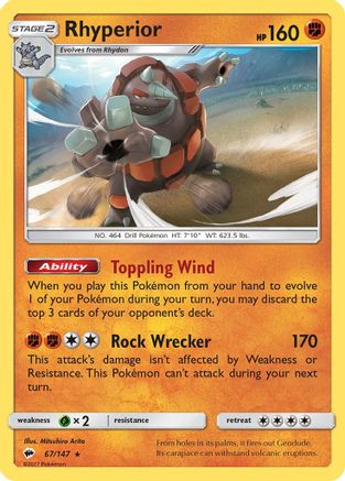 Rhyperior (67) Reverse Holofoil - Burning Shadows