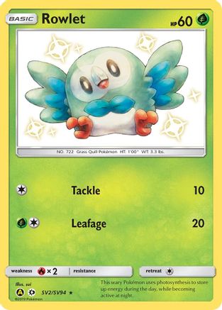 Rowlet (SV2) (Shiny Vault) Holofoil - Hidden Fates