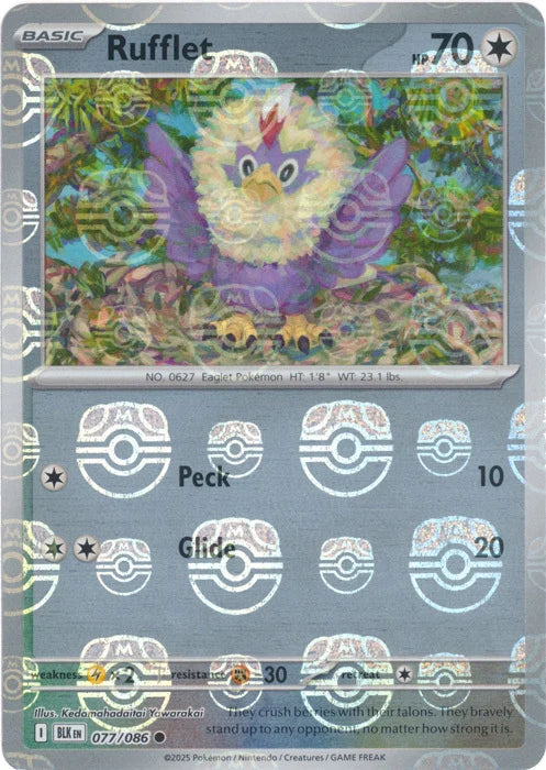 Rufflet (Master Ball Pattern) (77) Reverse Holofoil - Black Bolt
