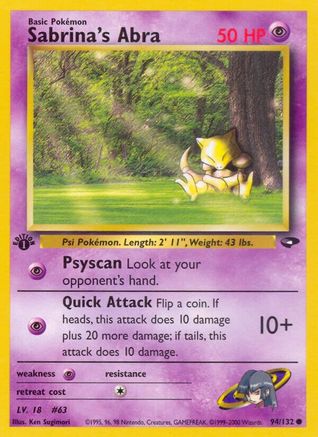 Sabrina's Abra (94) (1st Edition) - Gym Challenge