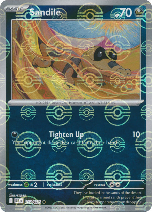 Sandile (Poke Ball Pattern) (57) Reverse Holofoil - Black Bolt