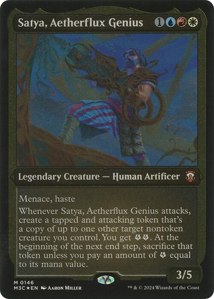 Satya, Aetherflux Genius (Display Commander) (146) Etched Foil - Commander: Modern Horizons 3