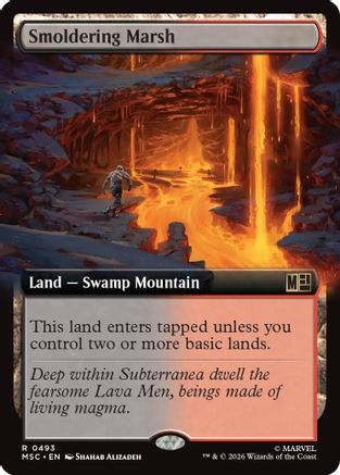 Smoldering Marsh (Extended Art) (493) - Commander: Marvel Super Heroes