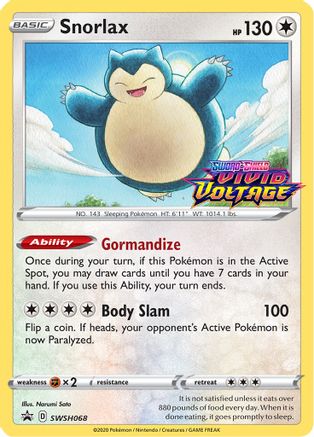 Snorlax (Prerelease) (SWSH068) Holofoil - Black Star Promos