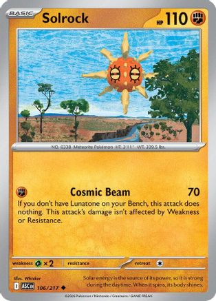 Solrock (106) Reverse Holofoil - Ascended Heroes