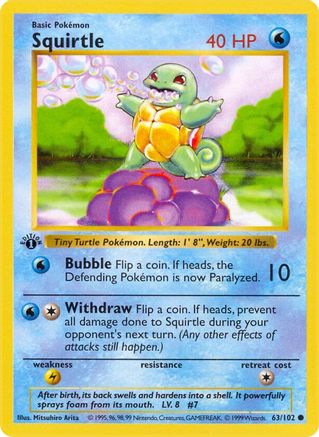 Squirtle (63) (Unlimited) - Base Set (Shadowless)
