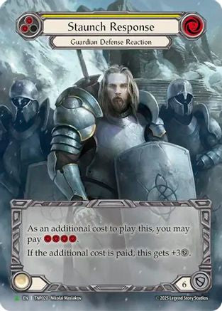 Staunch Response (Yellow) (Marvel) (TNP019) Rainbow Foil - Flesh and Blood: Promo Cards
