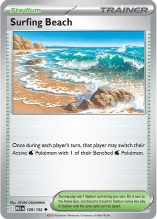 Surfing Beach (129) Reverse Holofoil - Mega Evolution