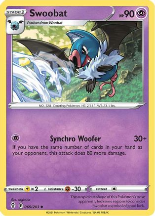 Swoobat (69) Reverse Holofoil - Evolving Skies