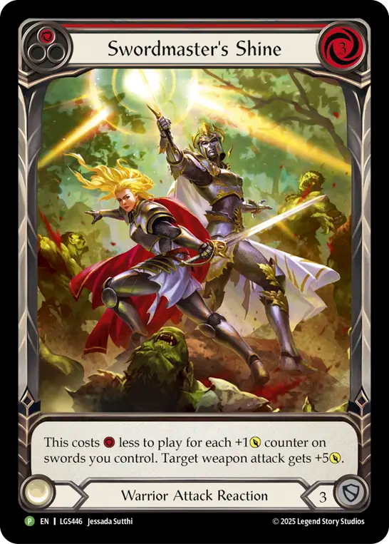 Swordmaster's Shine (Red) (Extended Art) (LGS446) Cold Foil - Flesh and Blood: Promo Cards
