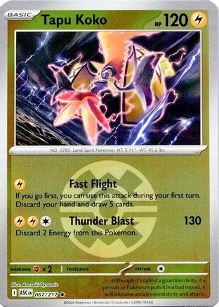Tapu Koko (Quick Ball) (67) Reverse Holofoil - Ascended Heroes