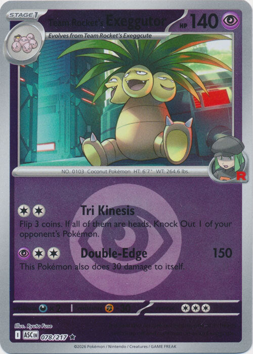 Team Rocket's exeggutor (Energy Symbol Pattern) (78) Reverse Holofoil - Ascended Heroes