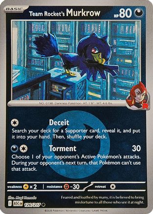 Team Rocket's Murkrow (Energy Symbol Pattern) (126) Reverse Holofoil - Ascended Heroes