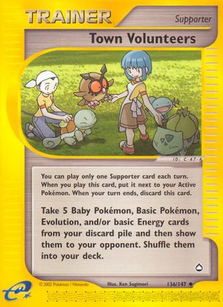 Town Volunteers (136) Reverse Holofoil - Aquapolis