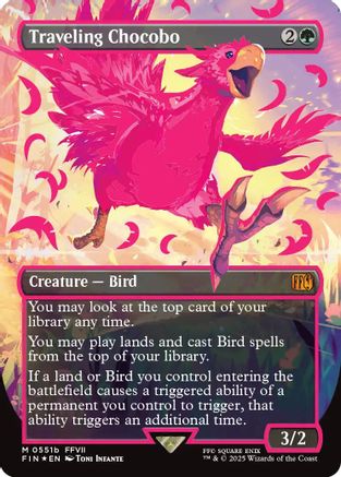 Traveling Chocobo (Borderless) (Neon Ink Pink) (511B) Foil - FINAL FANTASY