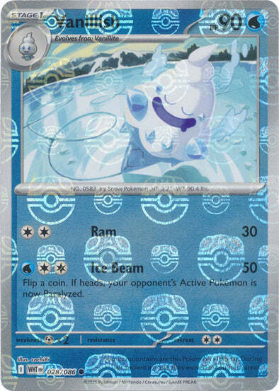 Vanillish (Master Ball Pattern) (28) Reverse Holofoil - White Flare