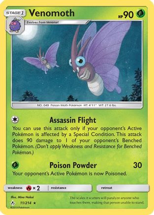 Venomoth (11) Reverse Holofoil - Unbroken Bonds