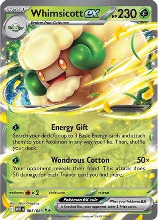 Whimsicott ex (5) Holofoil - White Flare