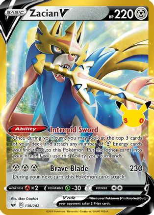 Zacian V (Classic Collection) (138) Holofoil - 30th Celebration